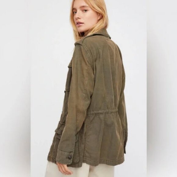 Free People Not Your Brothers Surplus Jacket Utility Military Green Size S EUC - Picture 3 of 11